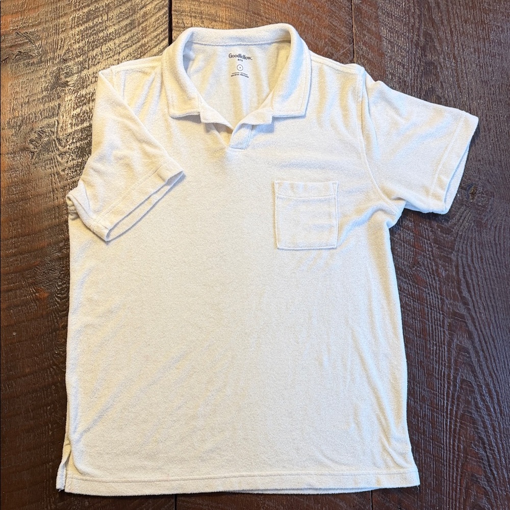 Goodfellow & Co Textured Polo Shirt Men’s Medium Cream Beige Pocket Minima